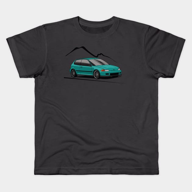 Aztec Green Civic EG Kids T-Shirt by dipurnomo